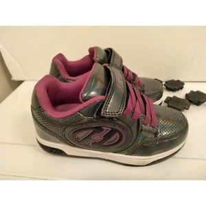 Heelys Plus X Light-up Girls Sneaker Youth Size 1 Silver Pewter Purple